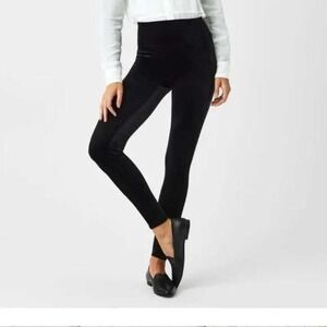 SPANX Black Velvet High Waisted Stretch Shaping Leggings Pants Womens Size Small